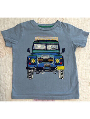 Mini Boden Boys 4-5Y Blue 4x4 Off Road Truck Vibrant Graphic T Shirt Cotton